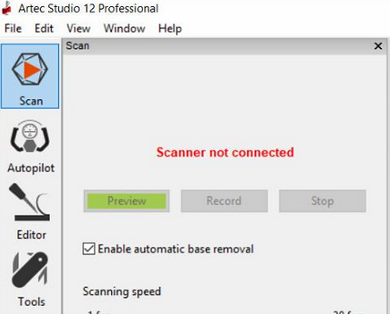 how to connect artec 3d scanner to artec studio 14